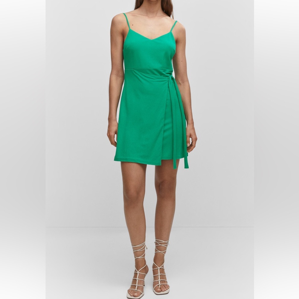 Mango Emerald Green Wrap Mini Dress